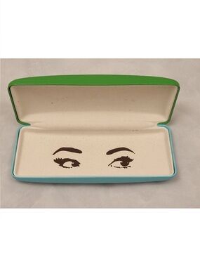 Kate Spade New York Wink Wink Hard Shell Eyeglass Case, green & turquoise, GUC